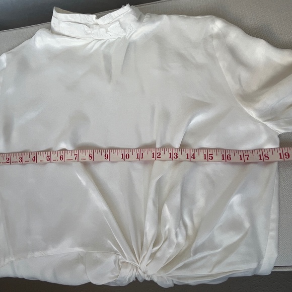 Zara ivory white (S) high-neck, long-sleeve, silky satin tunic, BNWOT. - Picture 7 of 15